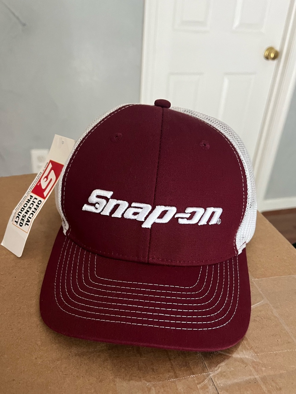 Brand new SNAP ON Mesh Trucker Hat with Maroon Accents
